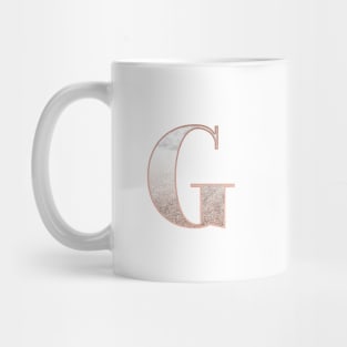 Monogram rose gold glitter marble G Mug